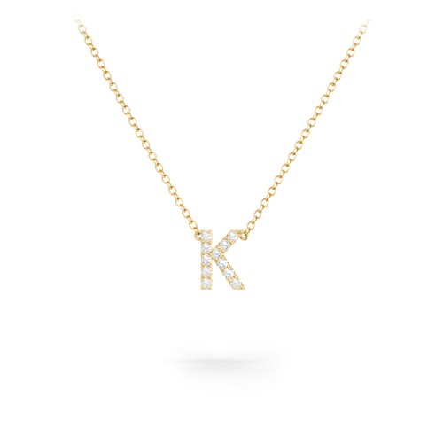 Pavé K Initial Necklace – 18K Gold Plated Silver with White Premium Zirconia