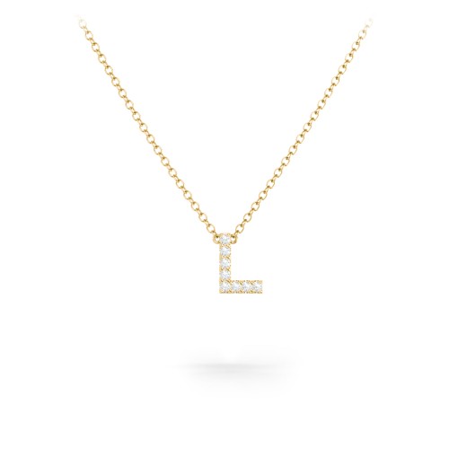 Pavé L Initial Necklace – 18K Gold Plated Silver with White Premium Zirconia