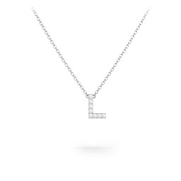 Pavé L Initial Necklace in 925 Sterling Silver with White Premium Zirconia