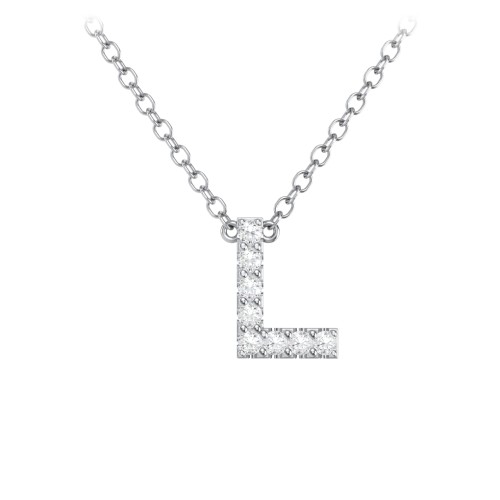 Pavé L Initial Necklace – Sterling Silver with White Premium Zirconia