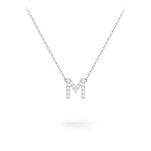 Pavé M Initial Necklace – Sterling Silver with White Premium Zirconia