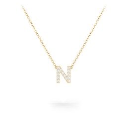 Pavé N Initial Necklace in 18K Gold Plated Silver with White Premium Zirconia