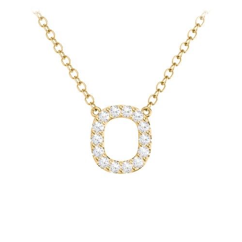 Pavé O Initial Necklace – 18K Gold Plated Silver with White Premium Zirconia