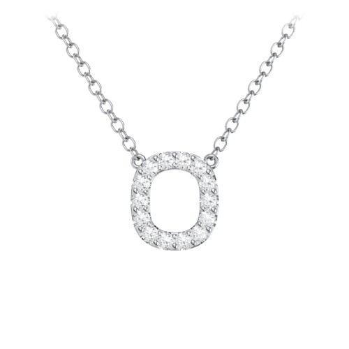 Pavé O Initial Necklace – Sterling Silver with White Premium Zirconia