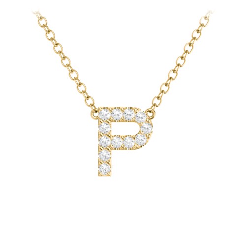 Pavé P Initial Necklace – 18K Gold Plated Silver with White Premium Zirconia