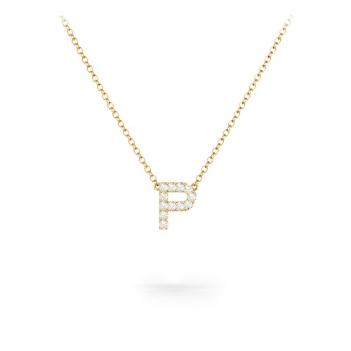 Pavé P Initial Necklace – 18K Gold Plated Silver with White Premium Zirconia