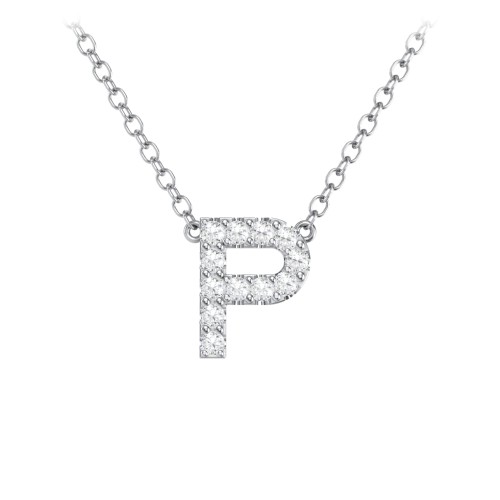 Pavé P Initial Necklace – Sterling Silver with White Premium Zirconia