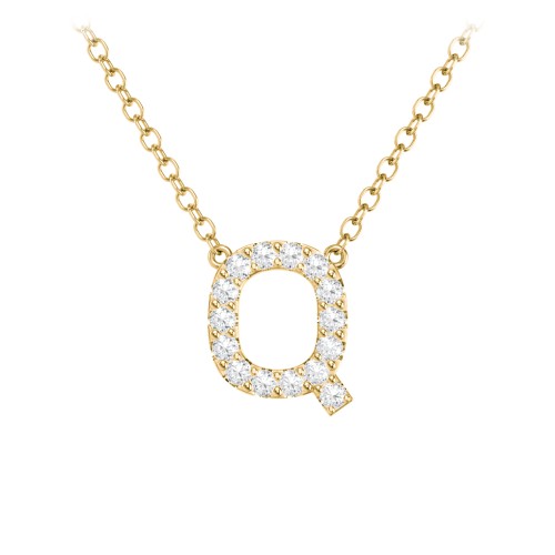 Pavé Q Initial Necklace – 18K Gold Plated Silver with White Premium Zirconia