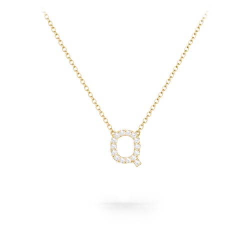 Pavé Q Initial Necklace – 18K Gold Plated Silver with White Premium Zirconia