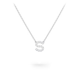 Pavé S Initial Necklace in 925 Sterling Silver with White Premium Zirconia
