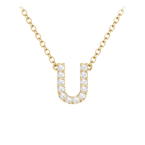 Pavé U Initial Necklace – 18K Gold Plated Silver with White Premium Zirconia