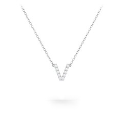 Pavé V Initial Necklace – Sterling Silver with White Premium Zirconia