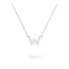 Pavé W Initial Necklace – Sterling Silver with White Premium Zirconia