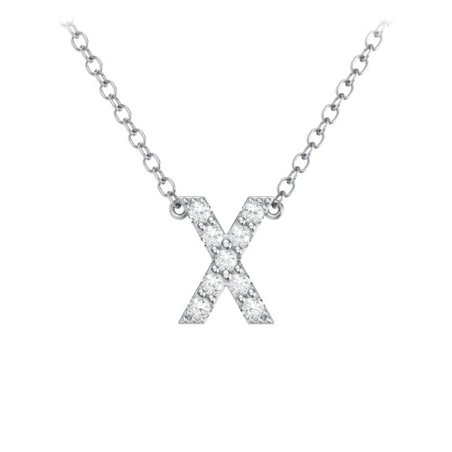 Pavé X Initial Necklace – Sterling Silver with White Premium Zirconia