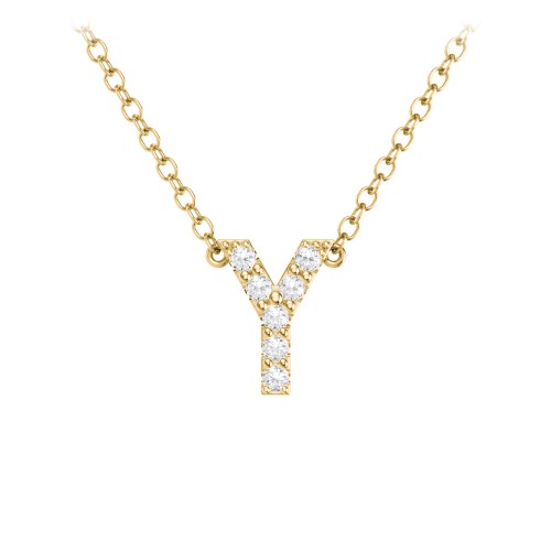 Pavé Y Initial Necklace – 18K Gold Plated Silver with White Premium Zirconia