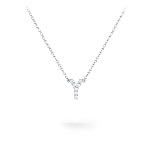 Pavé Y Initial Necklace – Sterling Silver with White Premium Zirconia
