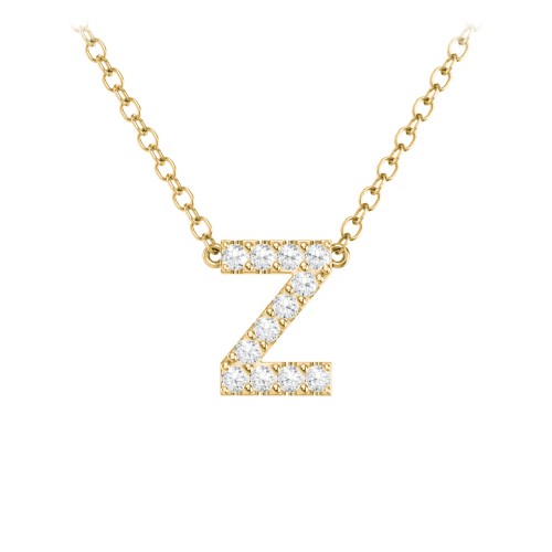 Pavé Z Initial Necklace – 18K Gold Plated Silver with White Premium Zirconia