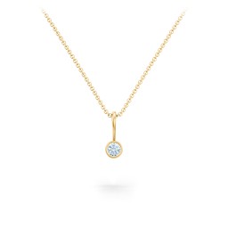 Bezel Set Birthstone Necklace in 18K Gold Plated Silver with Aquamarine, Amethyst, Red Premium Zirconia, Fancy Pink Premium Zirconia, Citrine, and Peridot