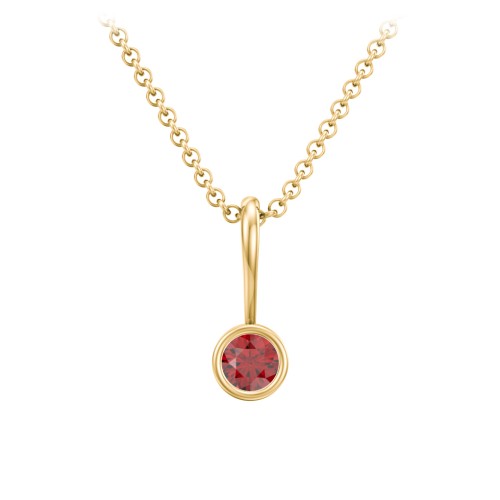Bezel Set Birthstone Necklace – 18K Gold Plated Silver with Garnet