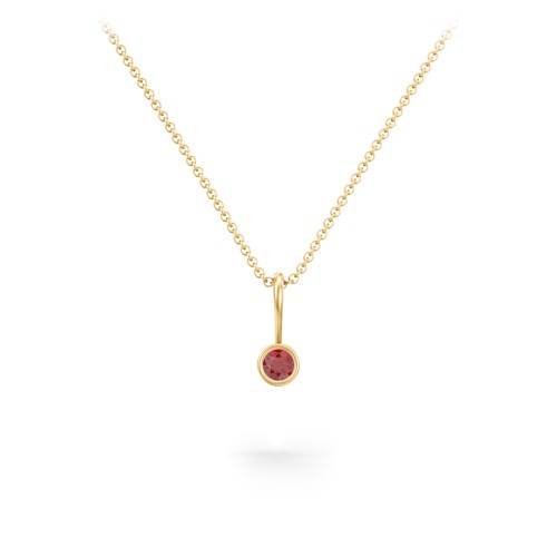 Bezel Set Birthstone Necklace – 18K Gold Plated Silver with Garnet