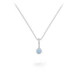 Bezel Set Birthstone Necklace in 925 Sterling Silver with Blue Topaz, Amethyst, Red Premium Zirconia, Fancy Pink Premium Zirconia, Citrine, and Peridot
