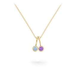 Multi Bezel Set Birthstone Necklace - 2 Stone