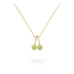 Multi Bezel Set Birthstone Necklace - 2 Stone in 18K Gold Plated Silver with Peridot, Red Premium Zirconia, Fancy Pink Premium Zirconia, and Citrine