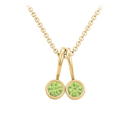 Multi Bezel Set Birthstone Necklace - 2 Stone – 18K Gold Plated Silver with Peridot