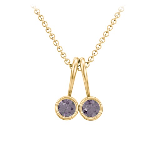 Multi Bezel Set Birthstone Necklace - 2 Stone – 18K Gold Plated Silver with Alexandrite