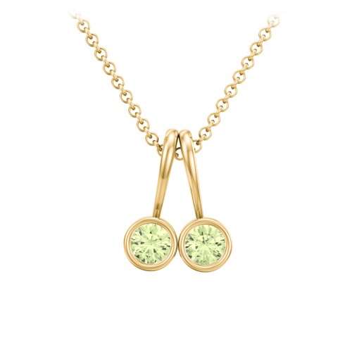 Multi Bezel Set Birthstone Necklace - 2 Stone – 18K Gold Plated Silver with Peridot