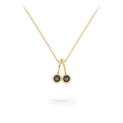 Multi Bezel Set Birthstone Necklace - 2 Stone – 18K Gold Plated Silver with Smokey Quartz