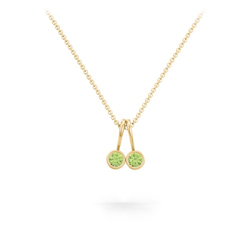 Multi Bezel Set Birthstone Necklace - 2 Stone – 18K Gold Plated Silver with Peridot