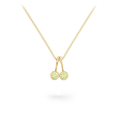 Multi Bezel Set Birthstone Necklace - 2 Stone – 18K Gold Plated Silver with Peridot