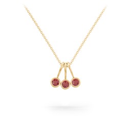 Multi Bezel Set Birthstone Necklace - 3 Stone in 18K Gold Plated Silver with Garnet, Fancy Pink Premium Zirconia, Citrine, and Peridot