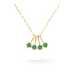 Multi Bezel Set Birthstone Necklace - 4 Stone in 18K Gold Plated Silver with Emerald, Citrine, and Peridot