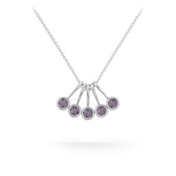 Multi Bezel Set Birthstone Necklace - 5 Stone