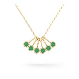 Multi Bezel Set Birthstone Necklace - 6 Stone in 18K Gold Plated Silver with Emerald