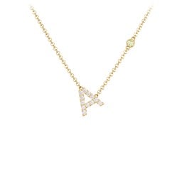 Pavé A Initial Necklace with Satellite Gemstone