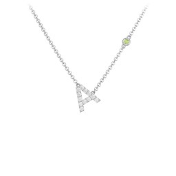 Pavé A Initial Necklace with Satellite Gemstone