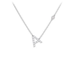 Pavé A Initial Necklace with Satellite Gemstone in 925 Sterling Silver with Diamond
