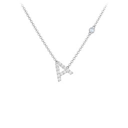 Pavé A Initial Necklace with Satellite Gemstone in 925 Sterling Silver with White Premium Zirconia and Aquamarine