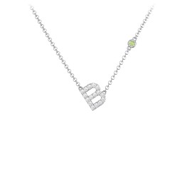 Pavé B Initial Necklace with Satellite Gemstone