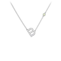 Pavé B Initial Necklace with Satellite Gemstone
