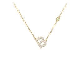 Pavé B Initial Necklace with Satellite Gemstone