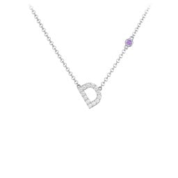 Pavé D Initial Necklace with Satellite Gemstone