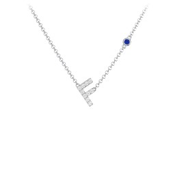 Pavé F Initial Necklace with Satellite Gemstone