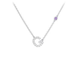 Pavé G Initial Necklace with Satellite Gemstone