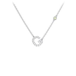Pavé G Initial Necklace with Satellite Gemstone