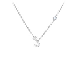 Pavé J Initial Necklace with Satellite Gemstone in 925 Sterling Silver with White Premium Zirconia and Aquamarine