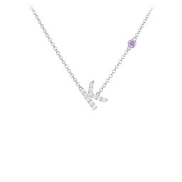 Pavé K Initial Necklace with Satellite Gemstone